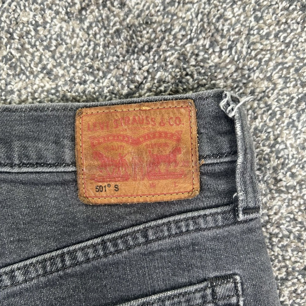 Levis 501XX‎ Selvedge Denim Skinny Jeans Distressed Hem Dark Grey Womens 29x22 - Picture 7 of 15